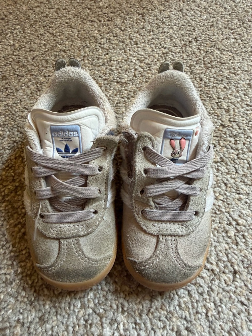 adidas Kids Beige Suede Sneakers with Bunny Patch